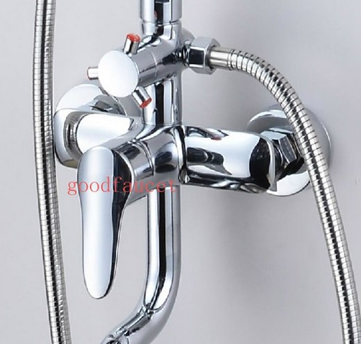 wholesale and retail Promotion Chrome Bathroom Shower Set Faucet Tub Tap w/Green Shower Head & Handheld Shower