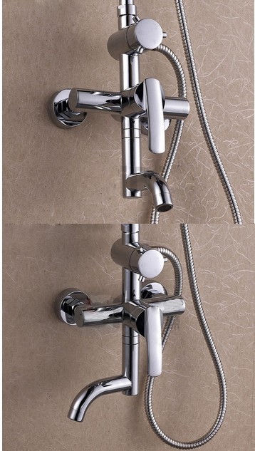 wholesale and retail Promotion Luxury Wall Mount Shower Set Faucet Round Head Tub Tap &Handheld Shower Mixer Tap