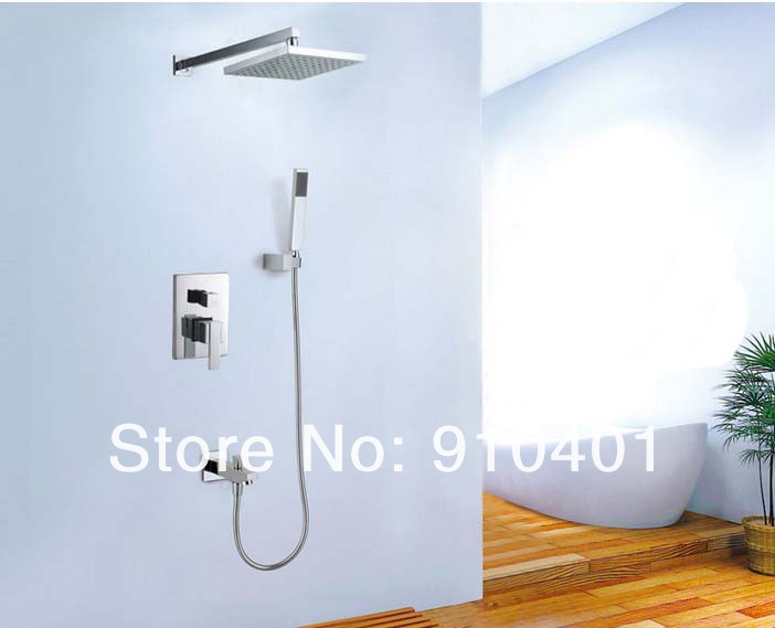wholesale and retail Promotion Luxury Wall Mounted 8" Rain Square Shower Head Valve Mixer Tub Tap Hand Shower