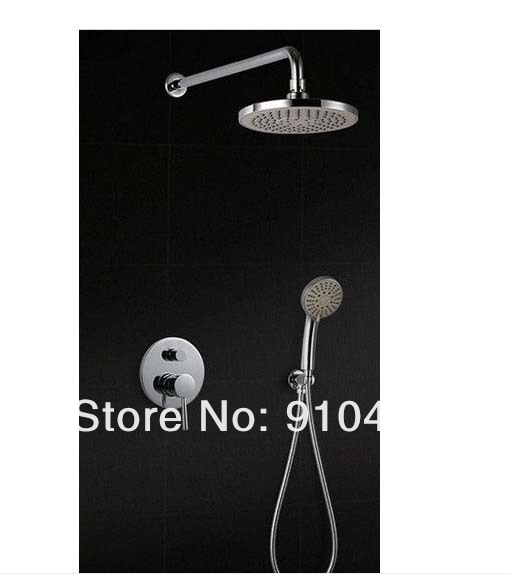 wholesale and retail Promotion Wall Mounted Chrome 8" Round Rain Shower Faucet Single Handle Valve Hand Shower