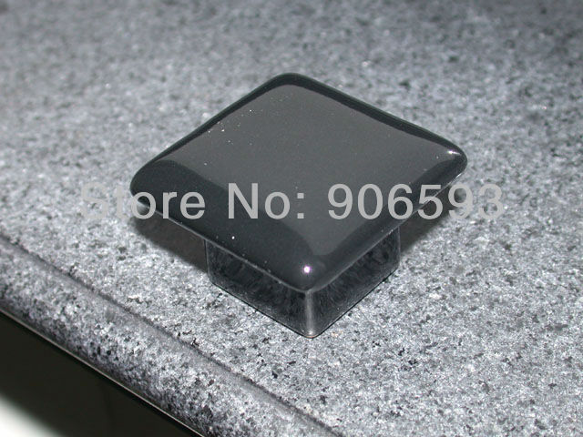 12pcs lot free shipping\Porcelain black glaze square cabinet knob\porcelain handle\porcelain knob