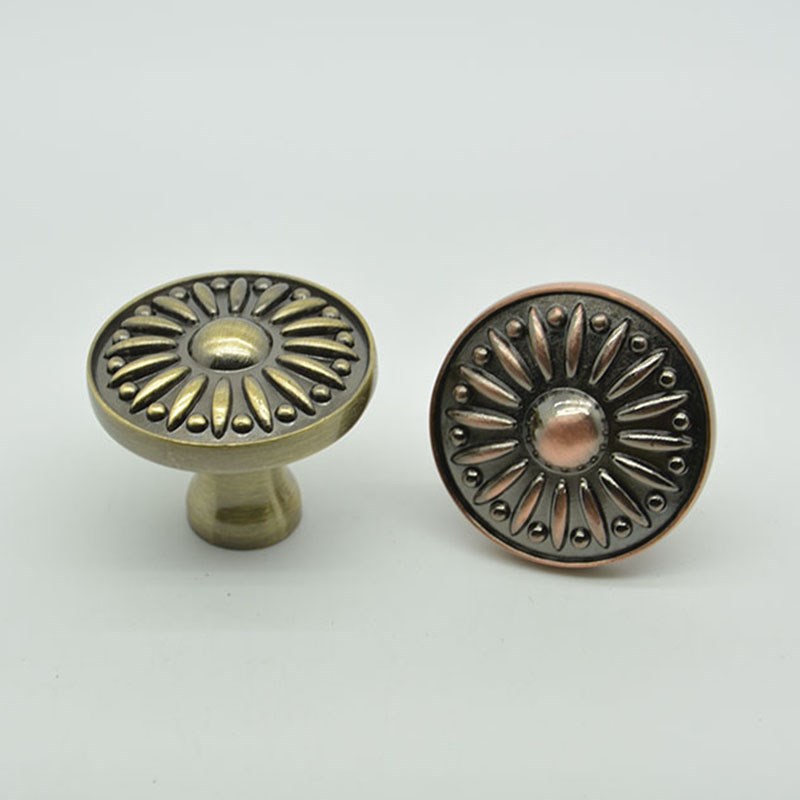 single hole flower embossed eu style brass zinc alloy 61g antique drawer knobs pull with 1 pcs screw