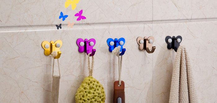 Colorful butterfly wall hook robe hooks, Alu  fashion coat hooks single hook Door Bathroom Kitchen Towel Hanger