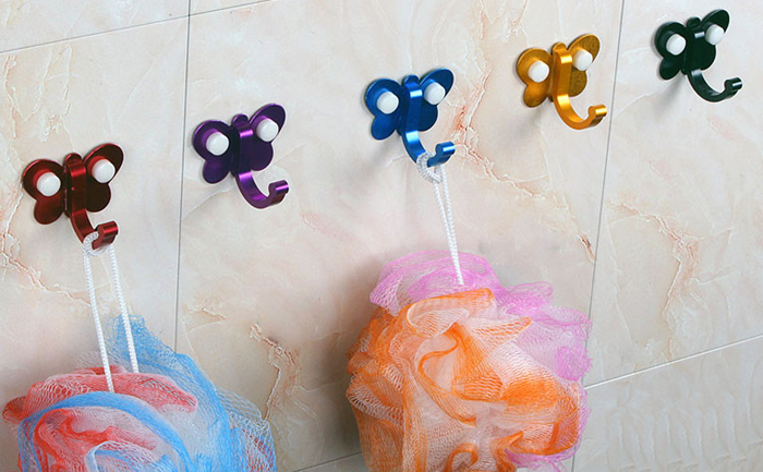 Colorful butterfly wall hook robe hooks, Alu  fashion coat hooks single hook Door Bathroom Kitchen Towel Hanger