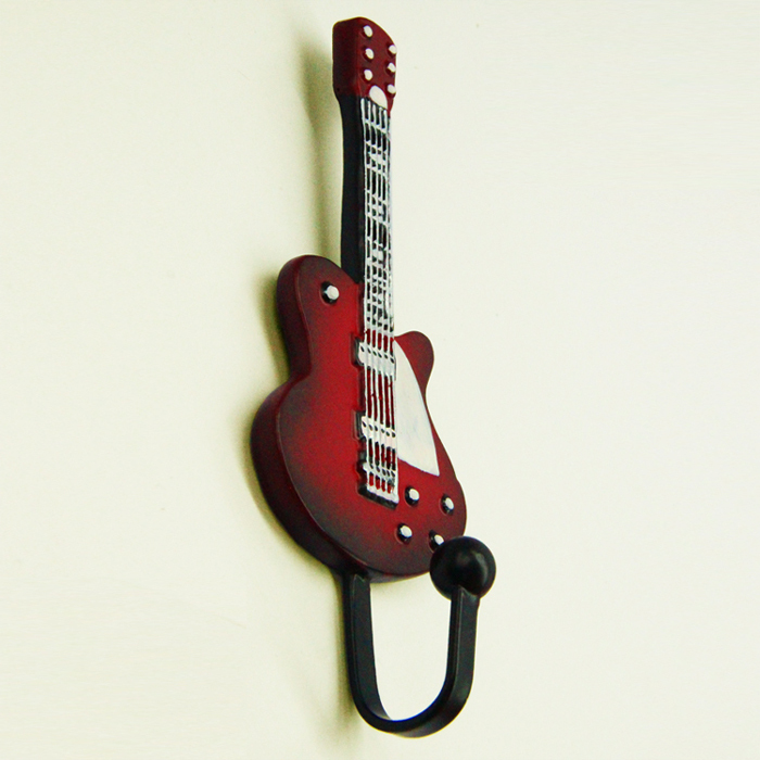 Creative guitar Resin Coat Hat Robe Hanger clapboard walls decoration coat hooks clothes hanging wall hook 3pcs/lot