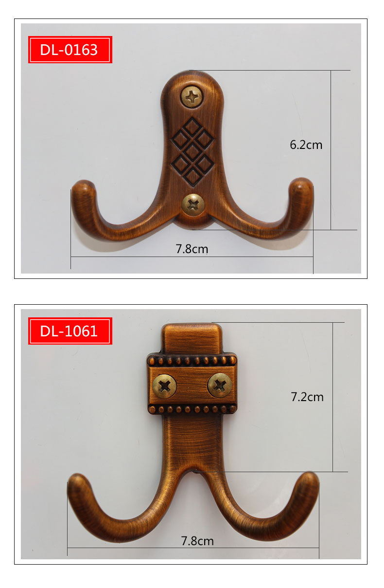 Fashion antique clothes hook solid copper door after hanging clothes hook antique brass double hook single hook