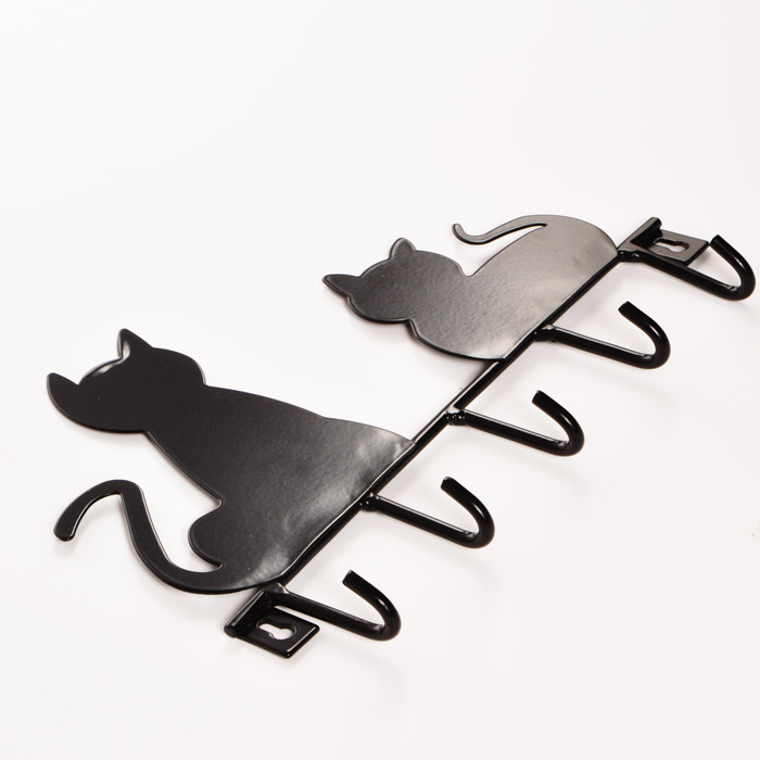 Fashion cat design Metal Iron After The Door Rustic Clothes Coat hat key hanging Decorative Wall Hooks Robe Hanger