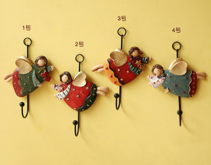 Fashion resin household colored drawing cartoon rustic robe hook door wall coat hooks resin iron coat hook key single hook