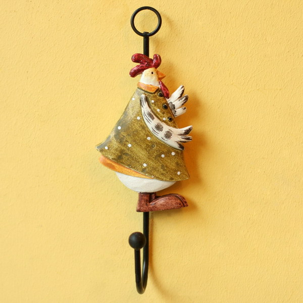 Fashion rural style aesthetic relief chickens resin coat hooks clothes hanging wall decorative single hook 4PCS/lot