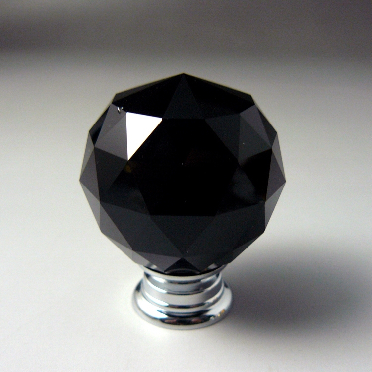 - 10 Pcs 30mm Black Crystal Glass Knob for Drawer Pull Handle in Silver Chrome from China factory HOT SALE in stock