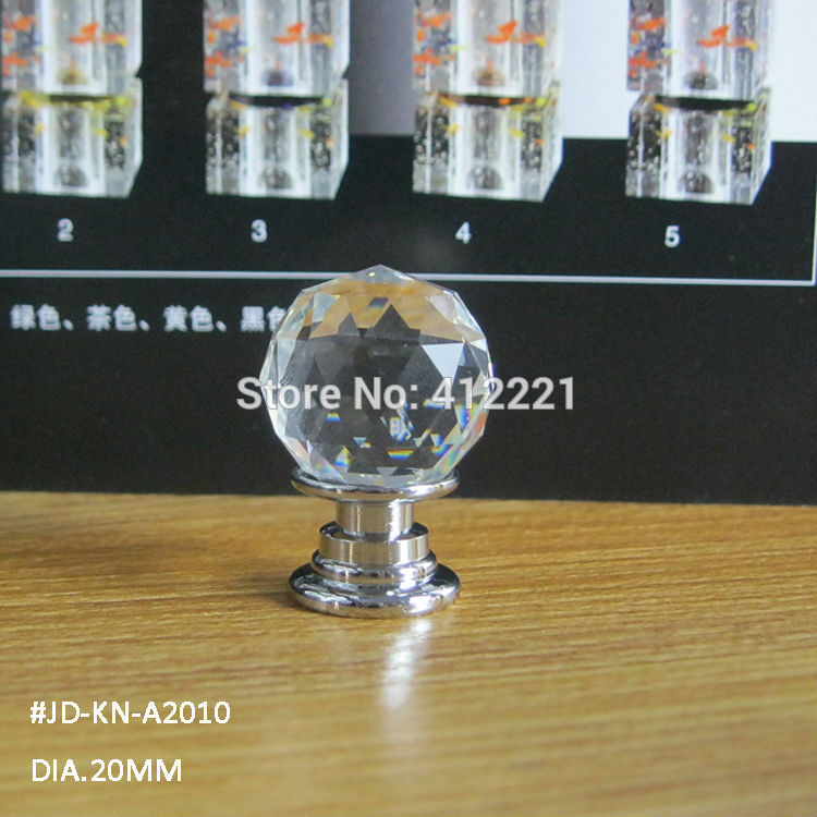 - 10 pcs/lot 20mm Transparent cut faces round ball CRYSTAL knob in silver for Kitchen Cabinet Drawer Furniture Pull