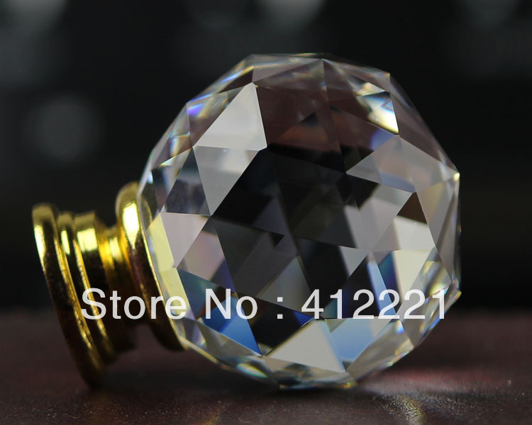 - MOQ 1pcs 30mm Clear Crystal diamond Cabinet Knob Drawer Pull Handle Kitchen Door Wardrobe Hardware in Brass