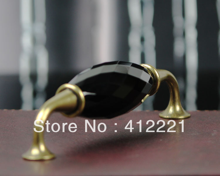 Free Shipping 10pcs 128mm pitch antique hardware black crystal faces handle Cupboard Decorative Handle Fit Easy