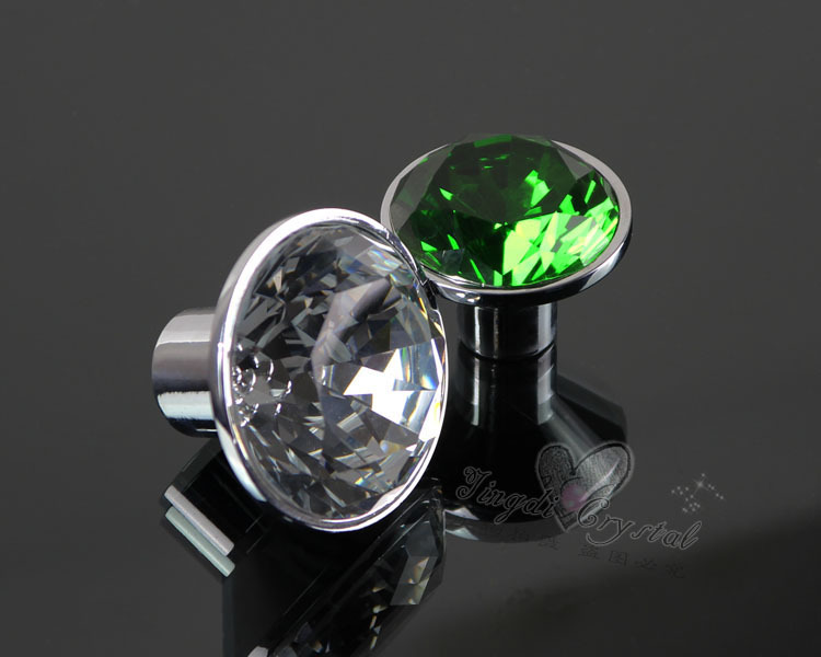 Free Shipping 10pcs Green 50mm whole Diamond Crystal Furniture Handle Pull in brass ACCEPT OTHER COLOR
