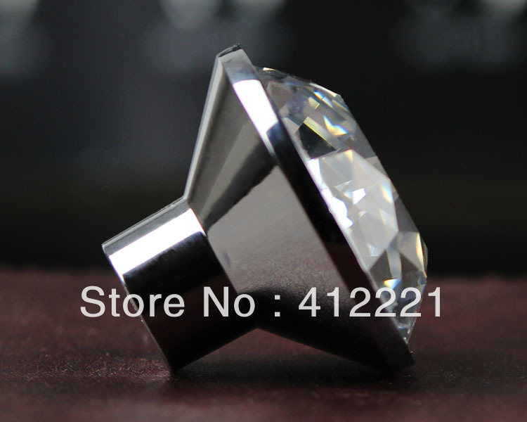 Free Shipping 10pcs Zinc alloy hardware Crystal 50mm Diamond Drawer Door knob Clear White Luxury Diamond with silver painting