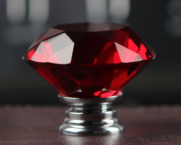 NEW - 10 X 40mm red Crystal diamond Cabinet Knob In Chrome Drawer Pull Handle Kitchen Door Wardrobe Hardware