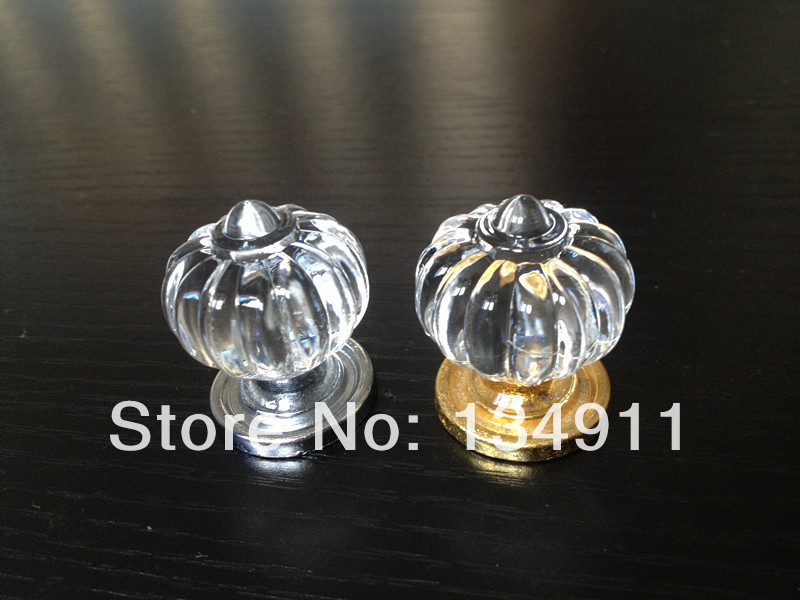 10pcs 27mm Golden Basic Acrylic Clear Crystal Pumpkin Drawer Pulls