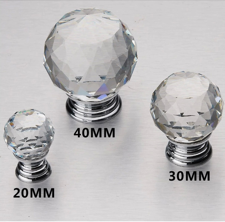 10pcs 30mm K9 Clear Crystal Handles Drawer Knobs Round Cabinet Pulls Kitchen Handles Door Dresser Pulls Closet Wholesale