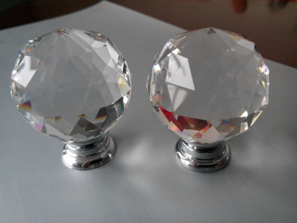 2pcs Diameter 40mm K9 Clear Crystal Round Knobs  Wholesale