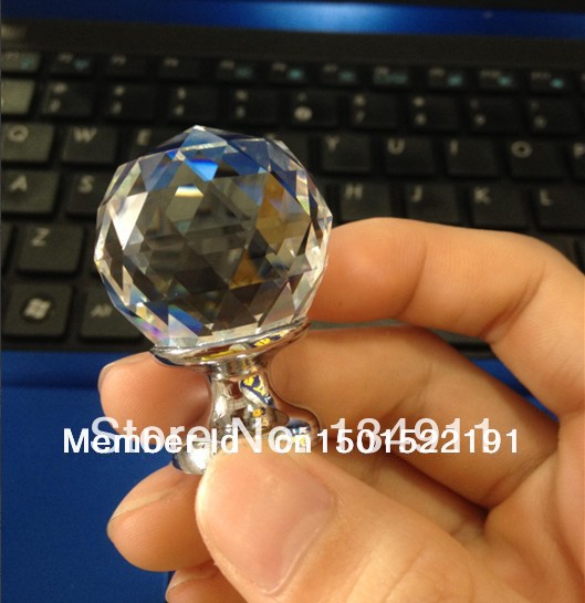 30pcs 30mm K9 Diamond Shape Clear Crystal Pulls Hardware Cabinet Sparkle Glass Kitchen Cabinet Knobs Handles