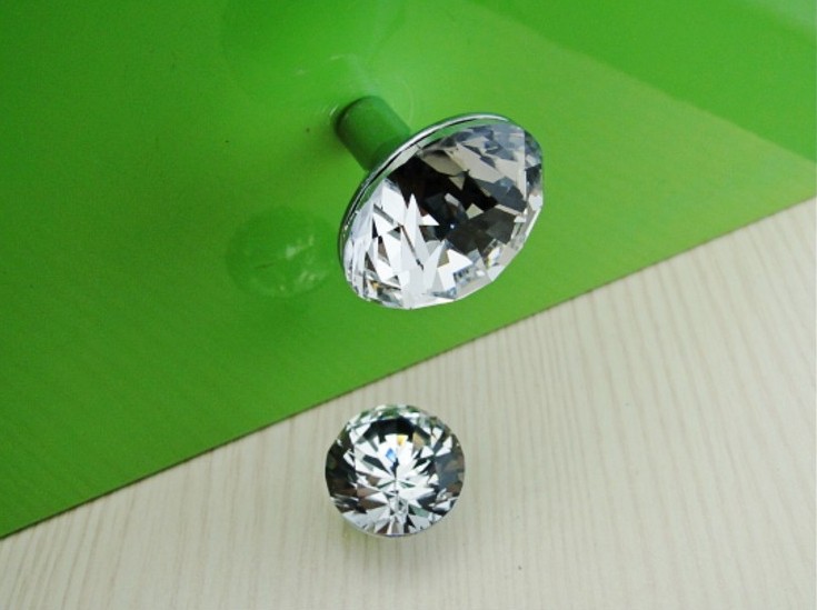 Skert 4pcs 30mm K9 Clear Crystal Round Chroming Cabinet Pull Kitchen Handles Door Desk  Pull Closet Wholesale