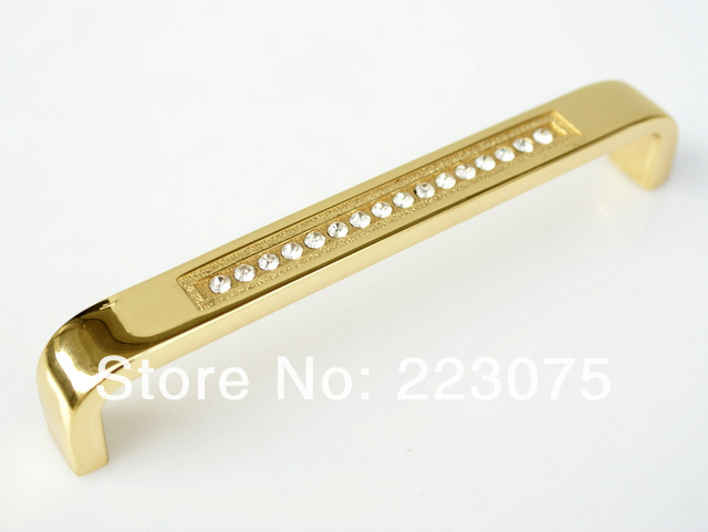 -128MM Drawer Hardware golden rheinstone crystal door Pull handle  knob  10pcs/lot