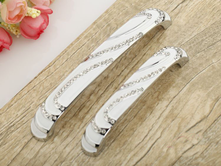 -128mm Crystal cabinet handle and pulls/drawer pull handle/ kitchen cabinet hardware C:128mm L:143mm 10pcs/lot