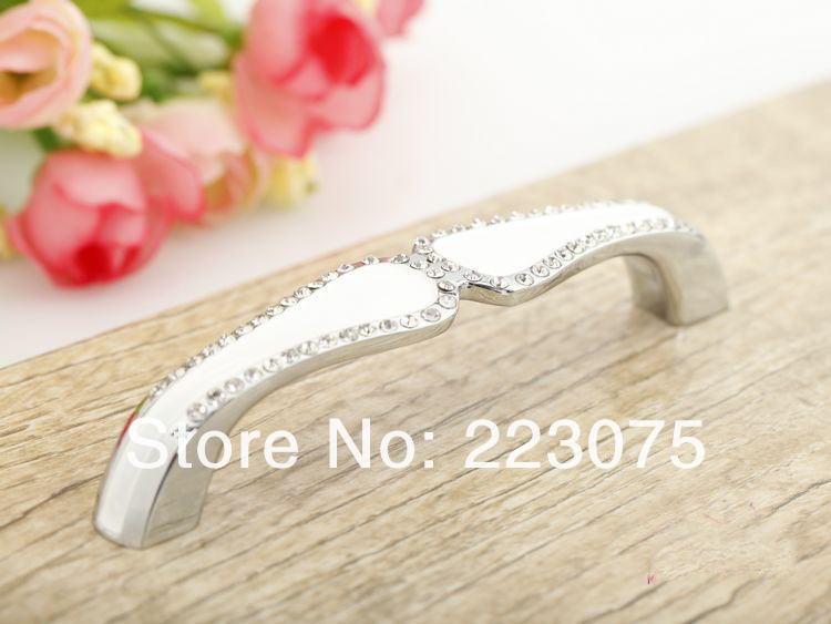 -128mm white Crystal rheinstone kitchen Knobs  handles for cabinet knob 10pcs/lot