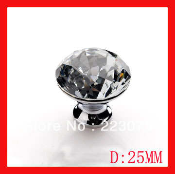 -25mm K9 Crystal Glass, cabinet Knobs Door Handles / furniture pull / Cupboard knob10pcs/lot