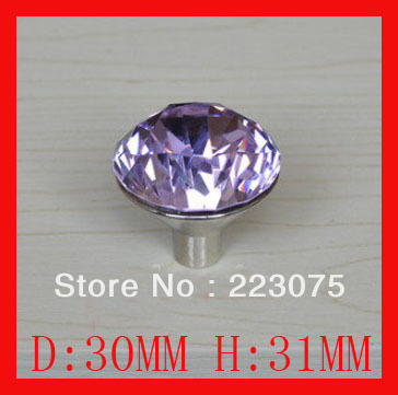 -30MM Furniture handle pink K9 Crystal Glass+bronze base Cabinet Cupboard Door Knob diamond style f girl 10pcs/lot