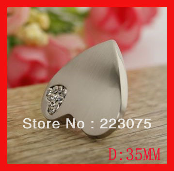-35mm silver Crystal kitchen Knobs and handles, Knobs for cabinet, Cupboard knob 10pcs/lot
