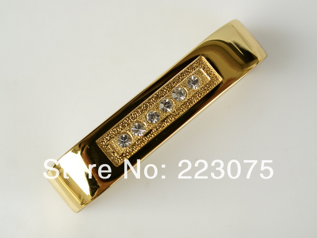 -64MM Drawer Hardware golden rheinstone crystal door Pull handle  knob  10pcs/lot
