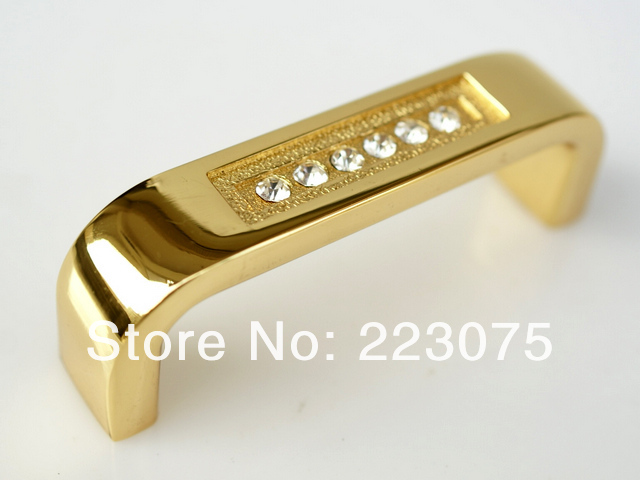 -64MM Drawer Hardware golden rheinstone crystal door Pull handle  knob  10pcs/lot