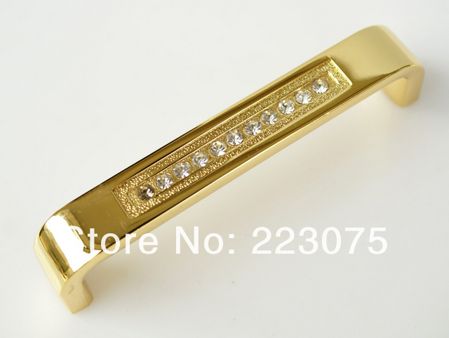 -96MM Drawer Hardware golden rheinstone crystal door Pull handle  knob  10pcs/lot