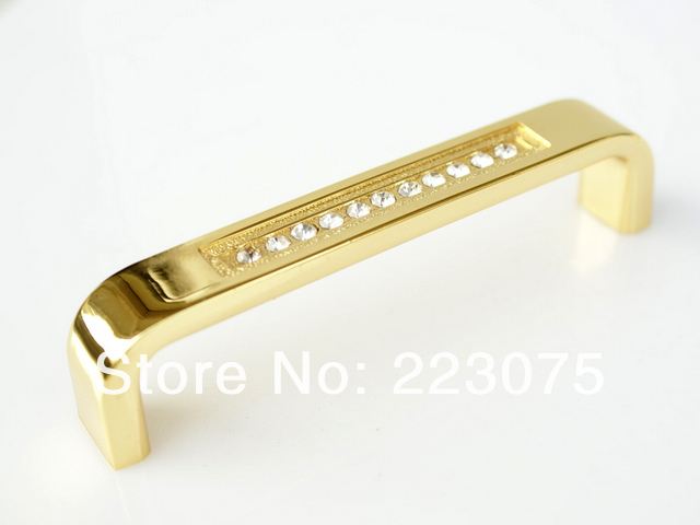 -96MM Drawer Hardware golden rheinstone crystal door Pull handle  knob  10pcs/lot