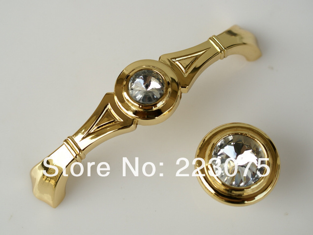 -96mm gold Crystal kitchen Knobs and handles, Knobs for cabinet, Cupboard knob 10pcs/lot