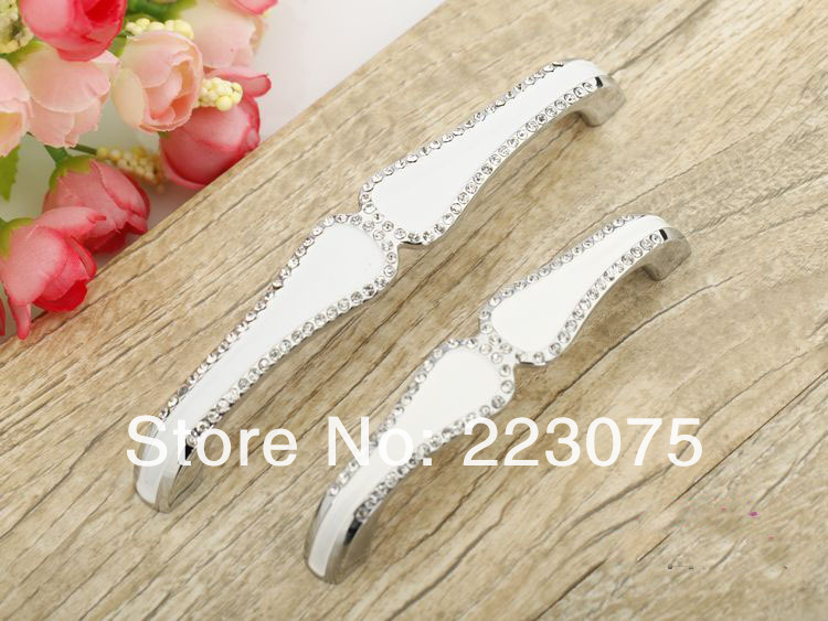 -96mm white Crystal rheinstone kitchen Knobs  handles for cabinet knob 10pcs/lot