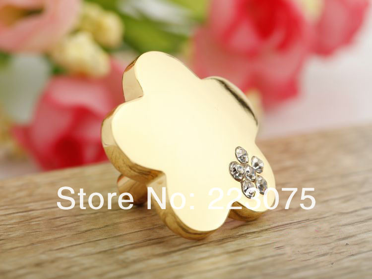 -Gold plated crystal  rheinstone cabinet door knob chrome drawer pulls handle10pcs/lot