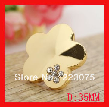 -Gold plated crystal rheinstone cabinet door knob chrome drawer pulls handle10pcs/lot
