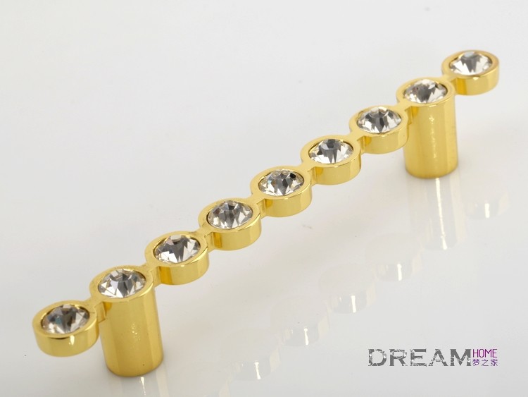 128mm gold fashion Crystal handle for cabinet, crystal pull for drawer, Furniture hardware handle