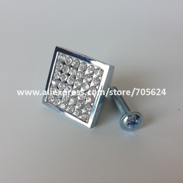 25MM Square knob Clear Crystal Glass door knob, Crystal cabinet knob / furniture pull / kitchen handles knobs