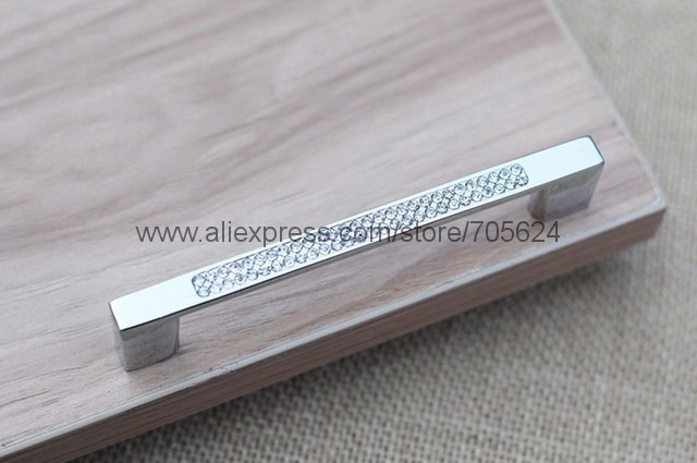 Free Shipping 128mm bedroom dresser handles crystal glass drawer pulls chrome door handle