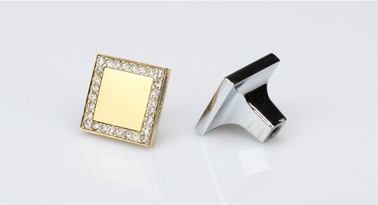 Free Shipping Single Hole gold crystal cupboard knob / modern style drawer knob, Clear Crystal dresser pull handle l