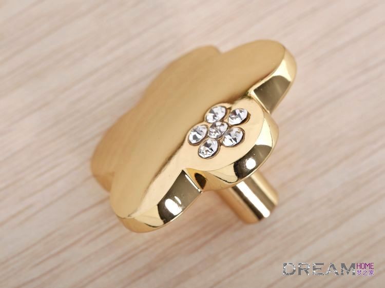 Gold plated crystal knob / cabinet door knob /chrome drawer pulls/ pull handle