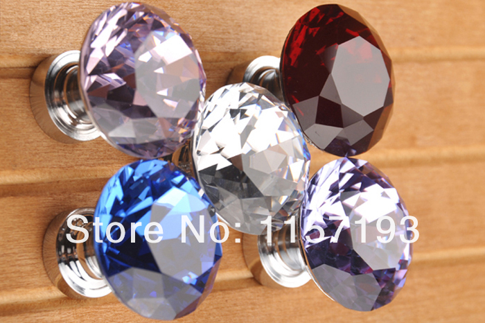 10pcs Lot 30mm K9 Diamond Crystal Glass Door Knob Drawer Cabinet Kitchen Handle Cupboard Wardrobe Pull Handle