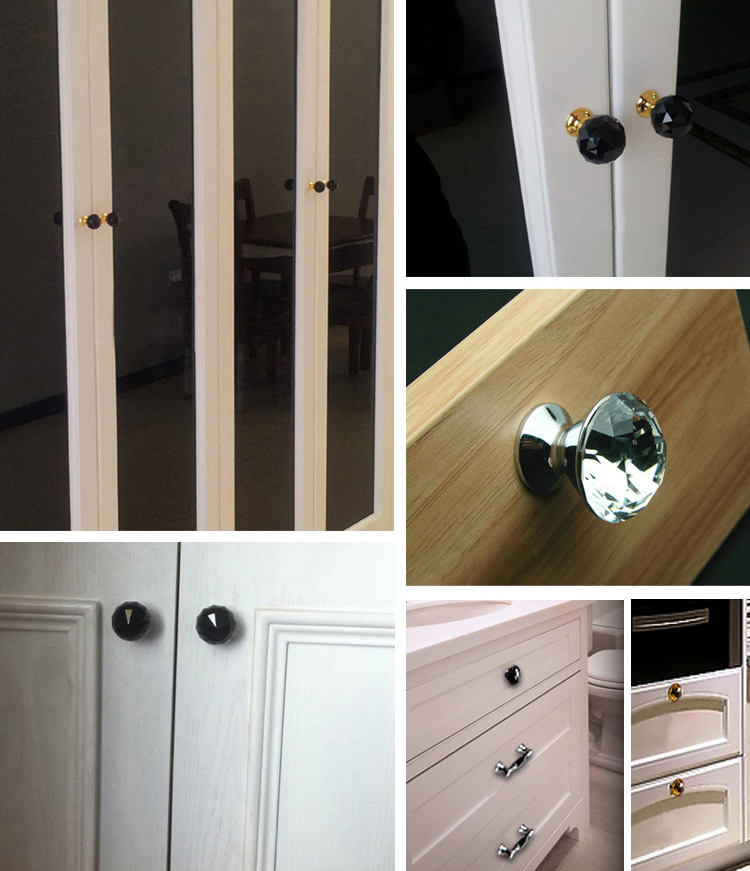 40mm K9 Clear Crystal knob kitchen cabinet knobs handles dresser cupboard door handles home decoration hardware Amber blue pink