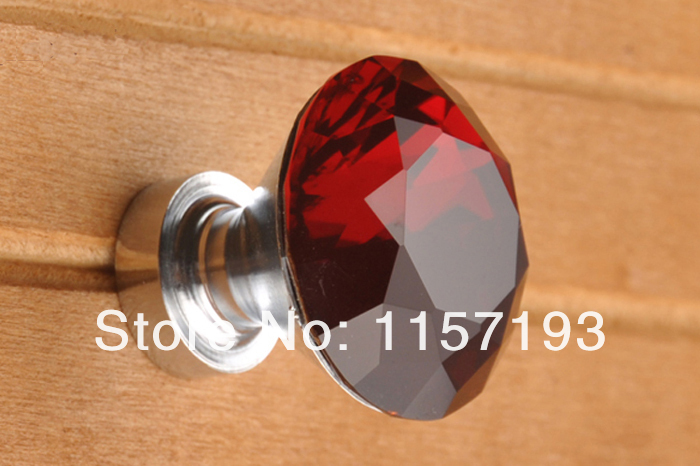 5PCS/lot 30mm K9 Diamond Shape Clear Crystal Sparkle Cabinet Cupboard Drawer Dresser Door Pull Handles Knob Decorative Hardware