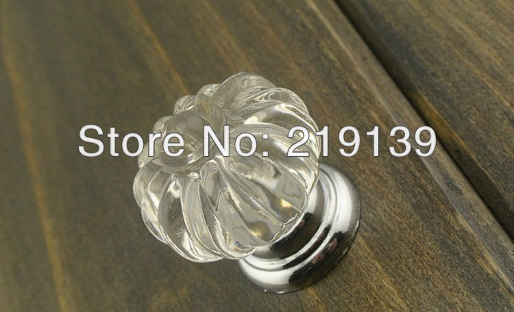 10x30mm Pumpkin Crystal Glass Door Knob Drawer Cabinet Pull Handle Cupboard Wardrobe