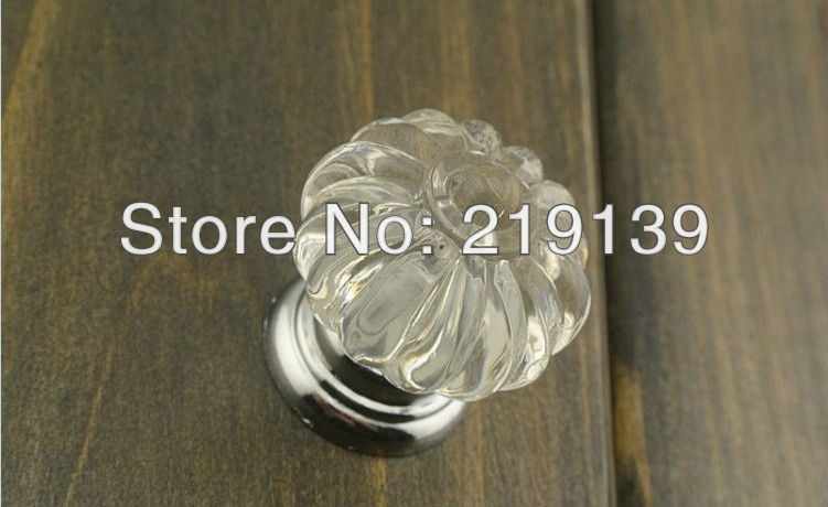 10x30mm Pumpkin Crystal Glass Door Knob Drawer Cabinet Pull Handle Cupboard Wardrobe