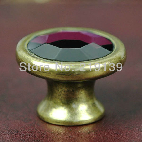 K9 Single Hole Crystal Clear Glass Zinc Alloy Kitchen Drawer Cabinet Pulls Handles Black  Decorate Door Knobs Hardware